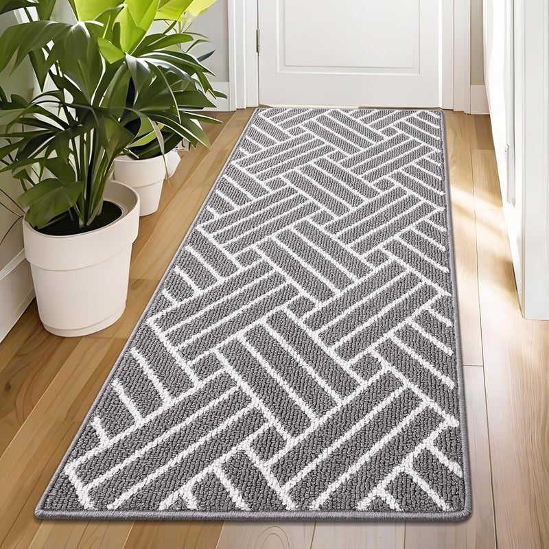 OLANLY Runner Indoor Door Mat, 70x23 Inch, Dirt Resistant and Absorbent, Non-Slip Rubber Backing Floor Mats, Easy Clean Low-Profile Doormat for Entryway, Front Door, and Inside Entrance, Grey - Image 1